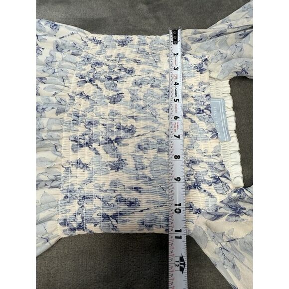 Hill House Home Angelica Nap Dress XS Blue Floral Long Sleeve 100% Viscose - Picture 9 of 13